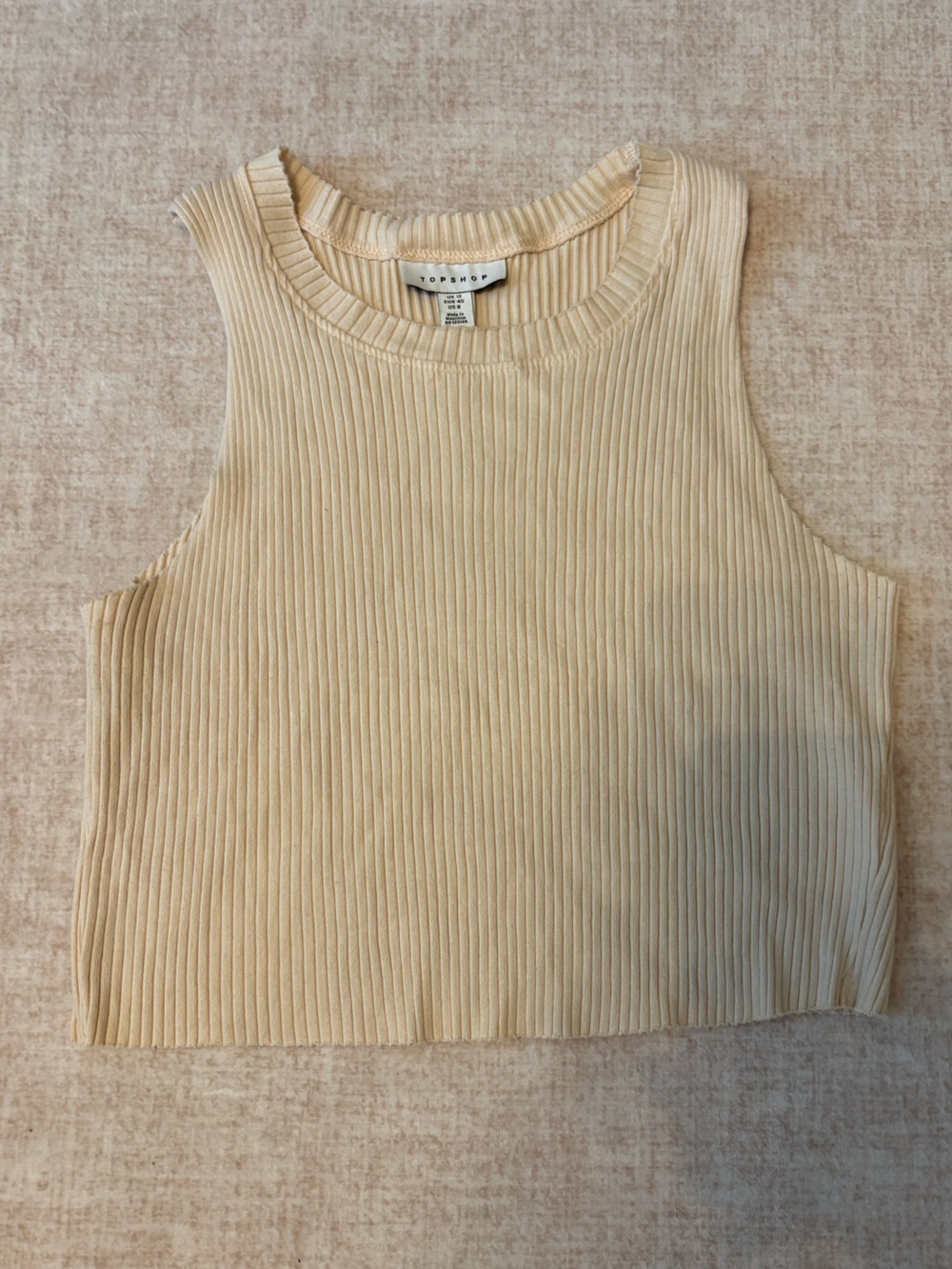 Topshop Cream Ribbed Tank Top